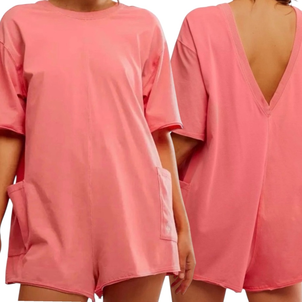 FP Movement by FREE PEOPLE Romper XL Coral V-Back